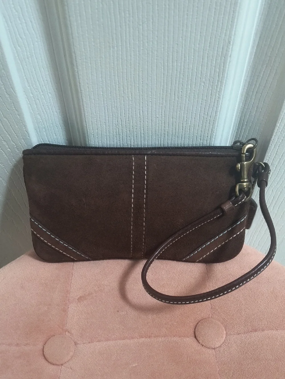 Vintage Coach Brown Suede Wristlet - Picture 2 of 7